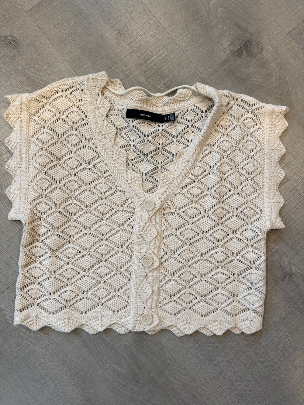 Vero Moda Cream Crochet Button-Front Top